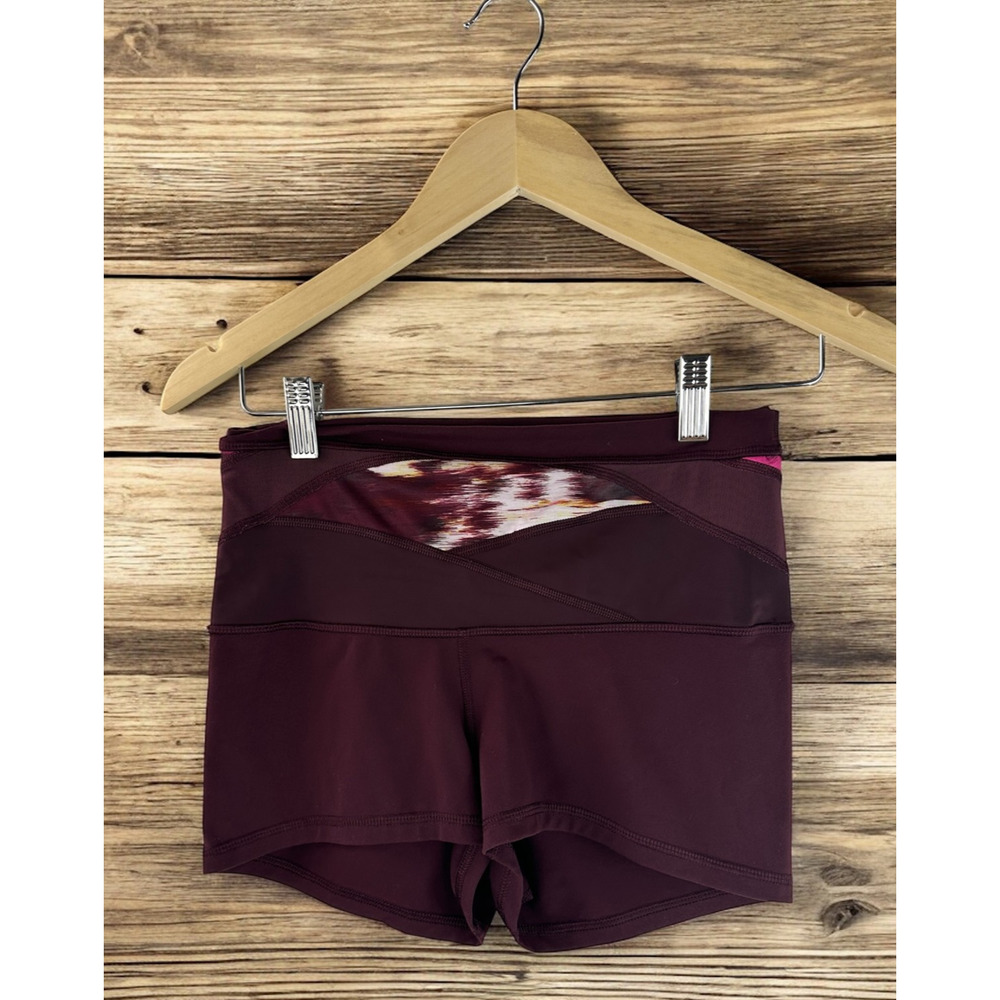 Lululemon Boogie Short Roll Down Full-On Luon Bordeaux Drama Berry Maroon Size 8 - Picture 15 of 16